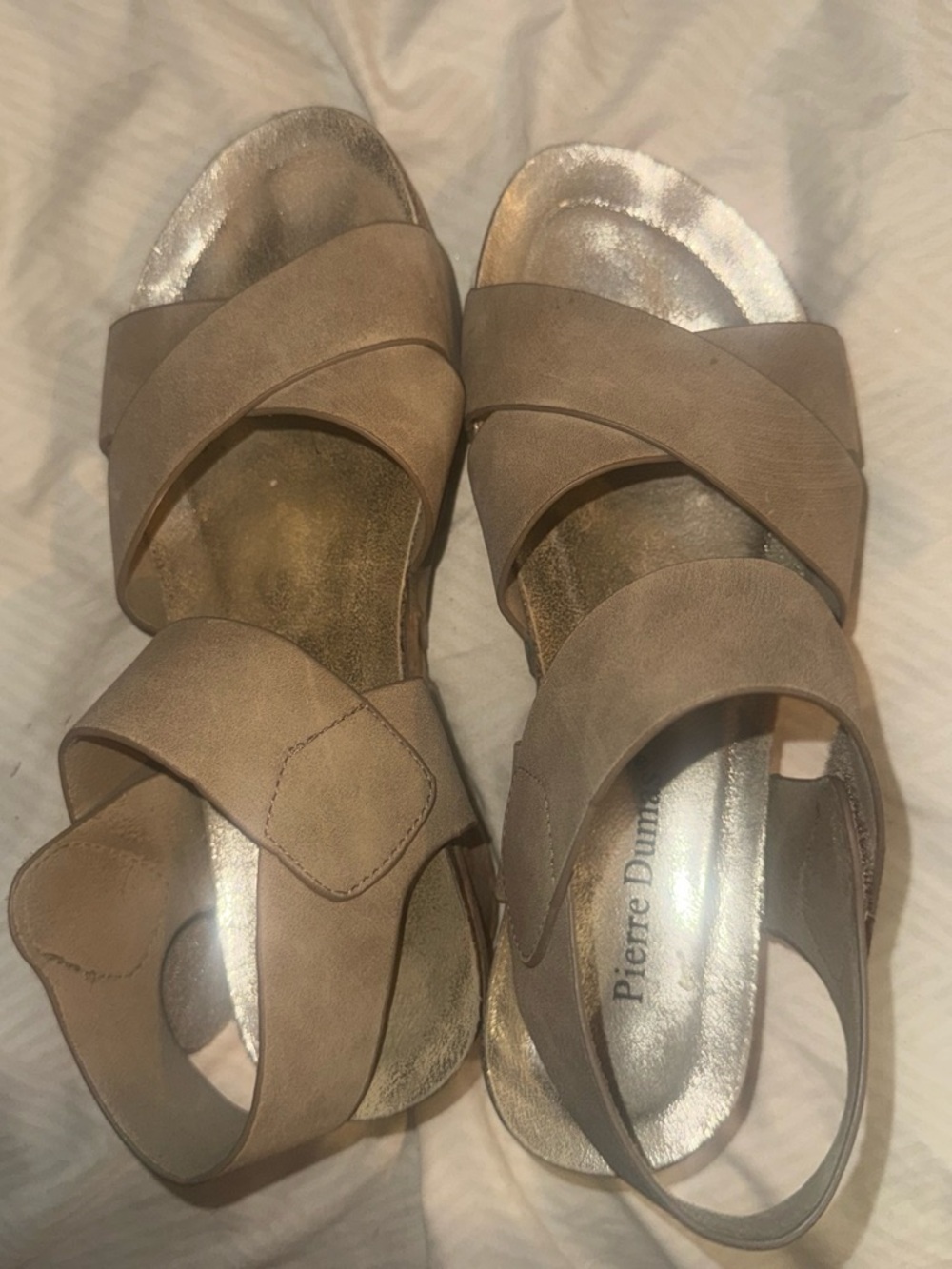 Pierre Dumas Taupe/Bronze Strappy Comfort Sandals
